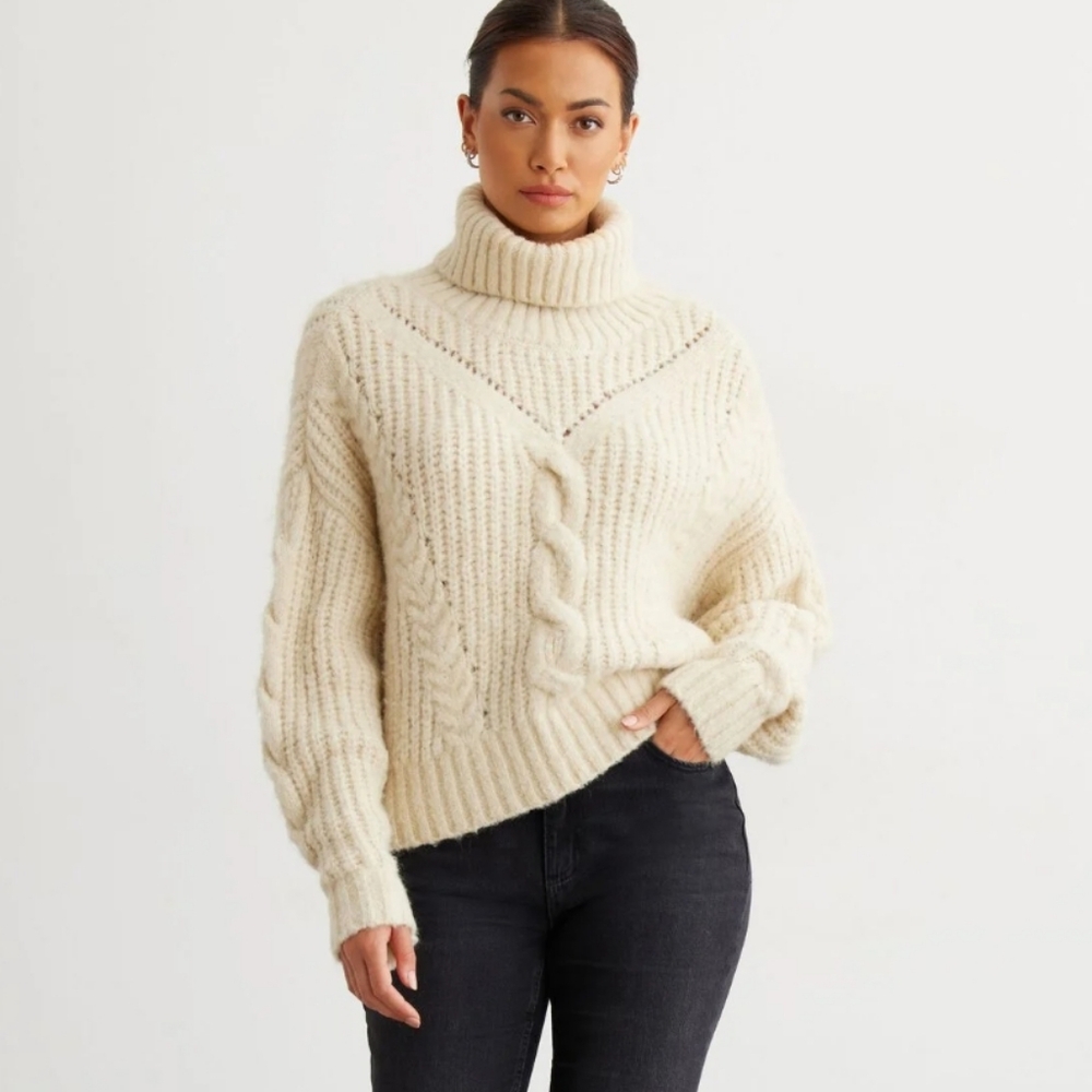 Dynamite Cozy Cream Turtleneck Sweater